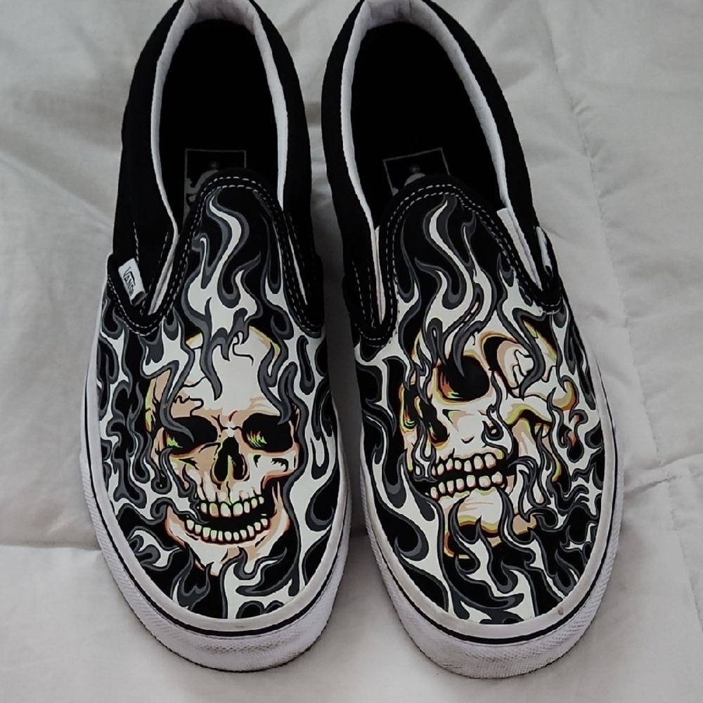 Skull Flame Slip-On Shoes